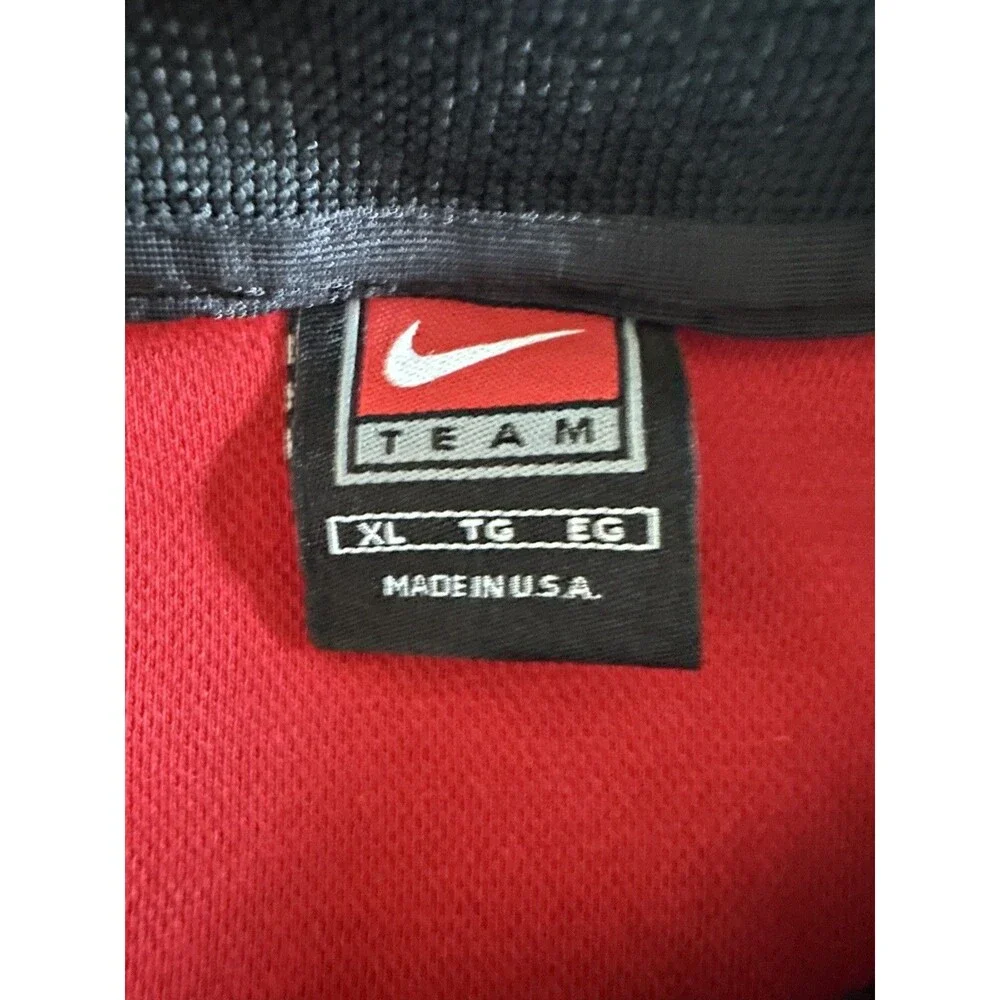 Vintage 90s Nike Team Polo Shirt Mens XL Red Black Collar Made in USA Cotton